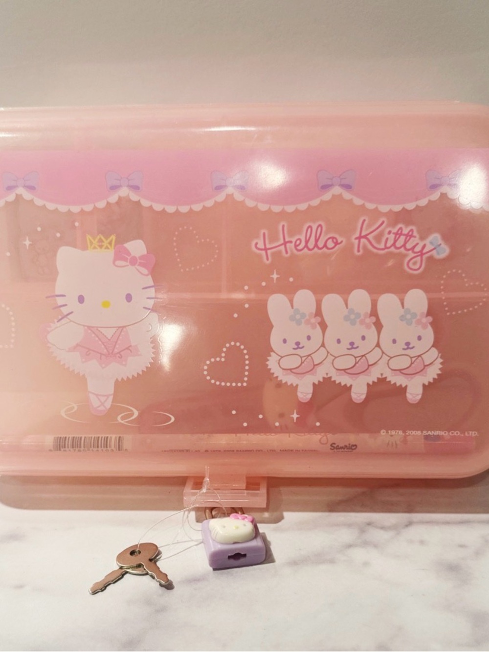 Vintage 2008 Sanrio Hello Kitty Ballerina Locking Pencil Box-Keys & Accessories